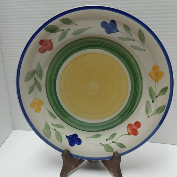 ⭐️2/$30 - Plate Basket Tabletops Gallery TIA HandPainted Stoneware Bread/Salad - Picture 8 of 10